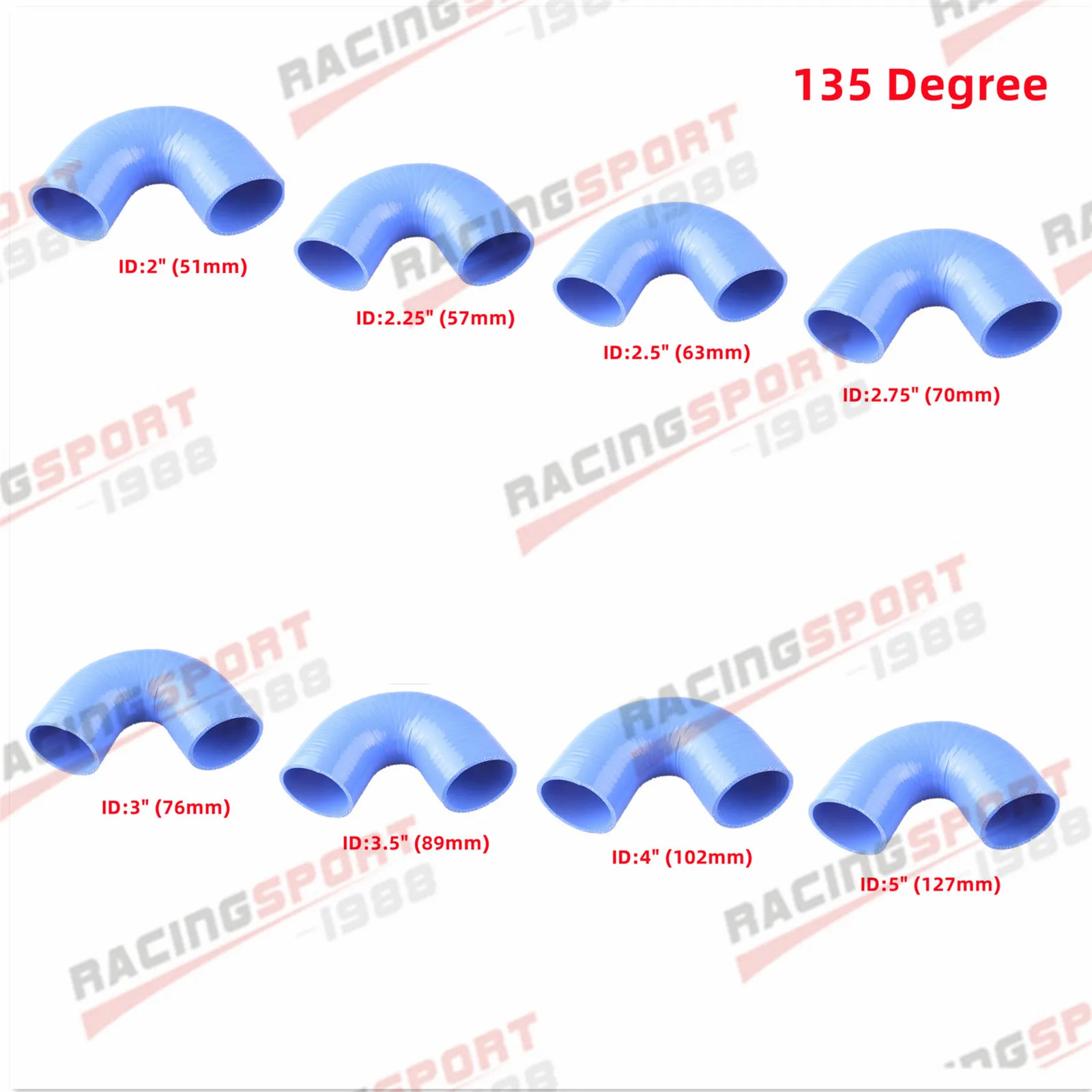 3Ply ID 51 57 63 70 76 89 102mm 135 Degree Silicone Pipe Connector Intercooler Turbo Air Intake Pipe Coupler Blue