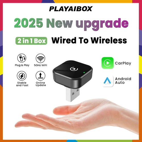 Adaptador inalámbrico Carplay Android Auto Plug and Play Bluetooth 2 en 1 conexión Dongle actualización OTA Universal para coches Carplay con cable
