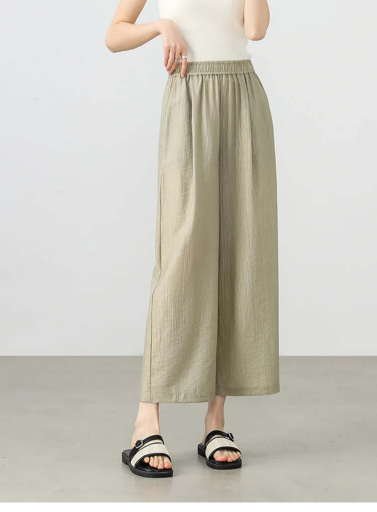 SENTUBILA Lyocell Straight-leg Trousers Woman Summer 2025 New Collection Pleated Eight-point Pants Clothing Female 152K57770