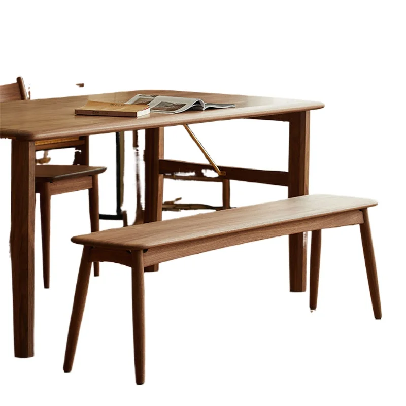 

Nordic all solid wood cherry wood bench dining table and chairs bedroom black walnut small apartment