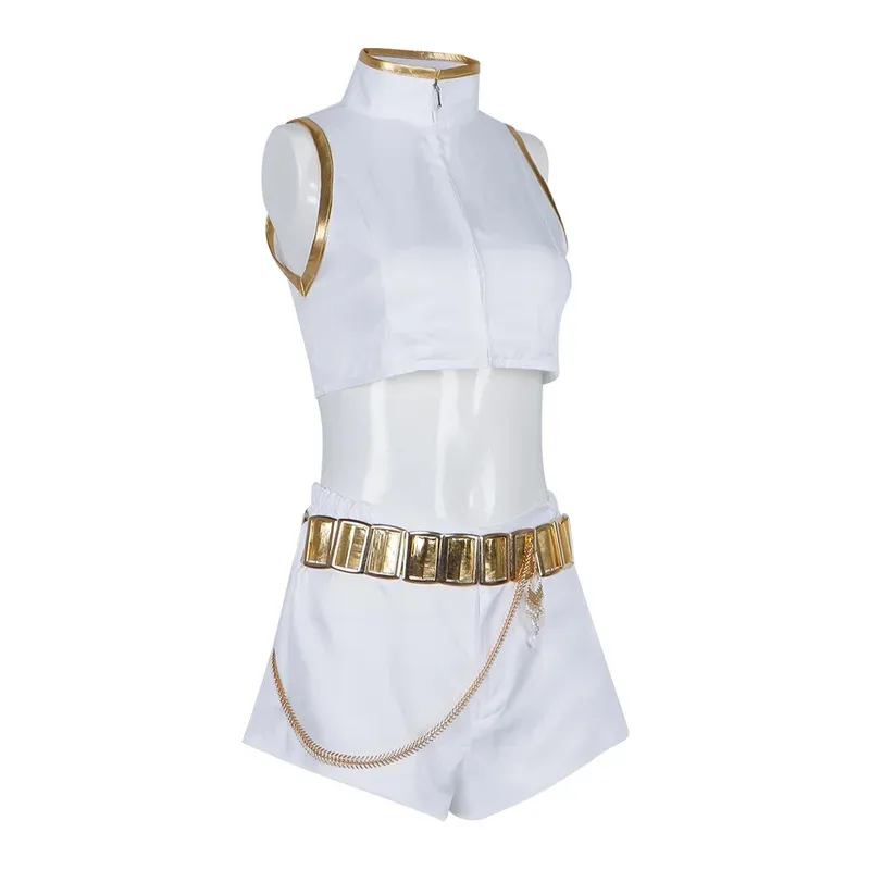 الأبيض موحدة تأثيري حلي شعر مستعار أنيمي KPop شيطان هنتر رومي فساتين راقية ملابس امرأة عيد الميلاد هالوين المرحلة البدلة ob;8