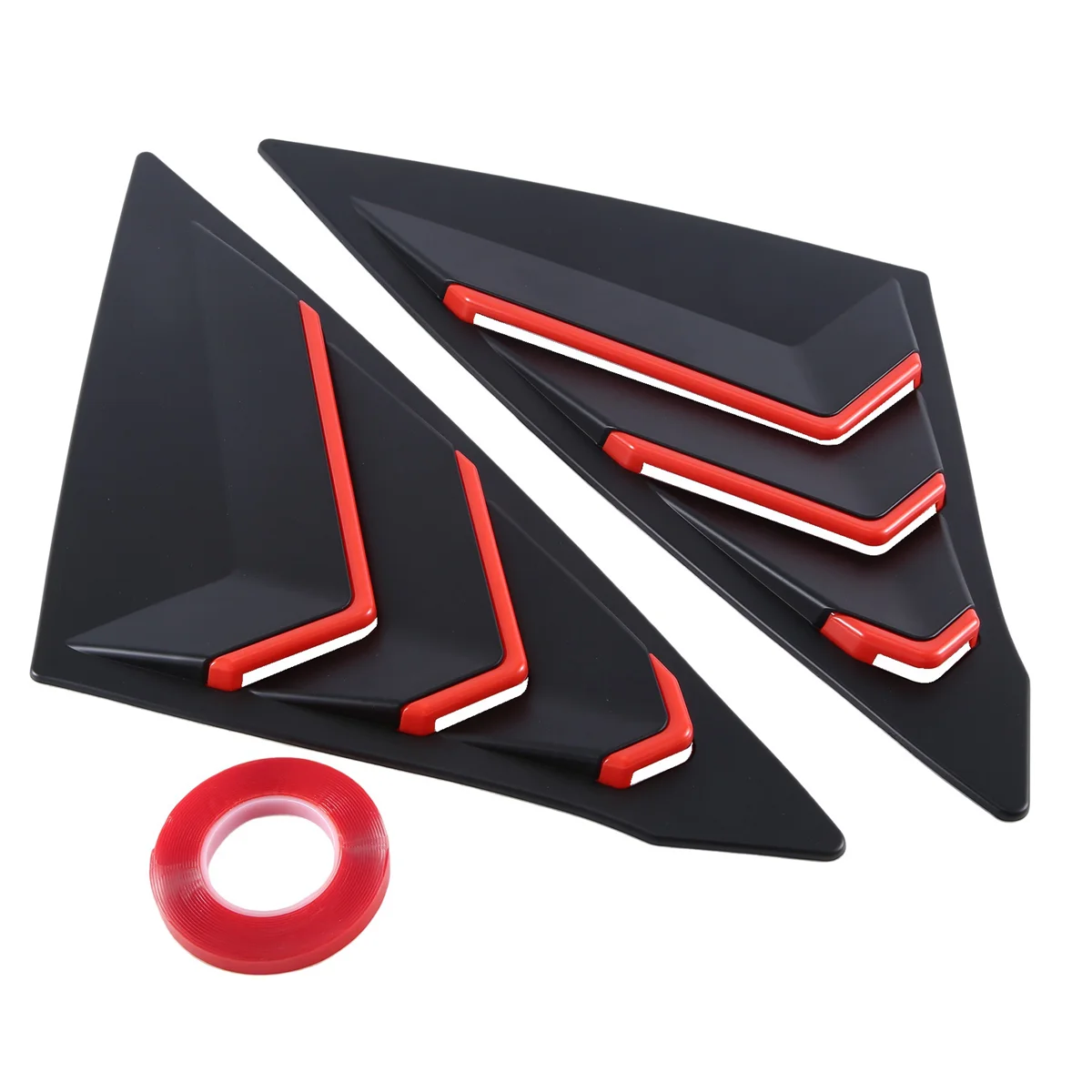 For Honda Civic 2022 2023 Sedan Rear Side Vent Quarter Window Louver Shutter Cover Matte Black+Red