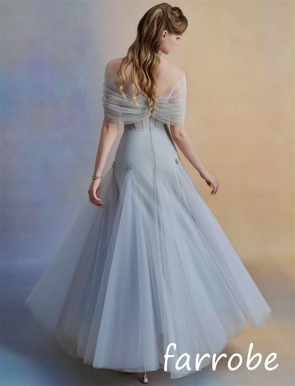 Customized Fashion Elegant Chiffon Sequined Pleat A-line Off-the-shoulder Midi Dresses Bespoke Occasion Sexy