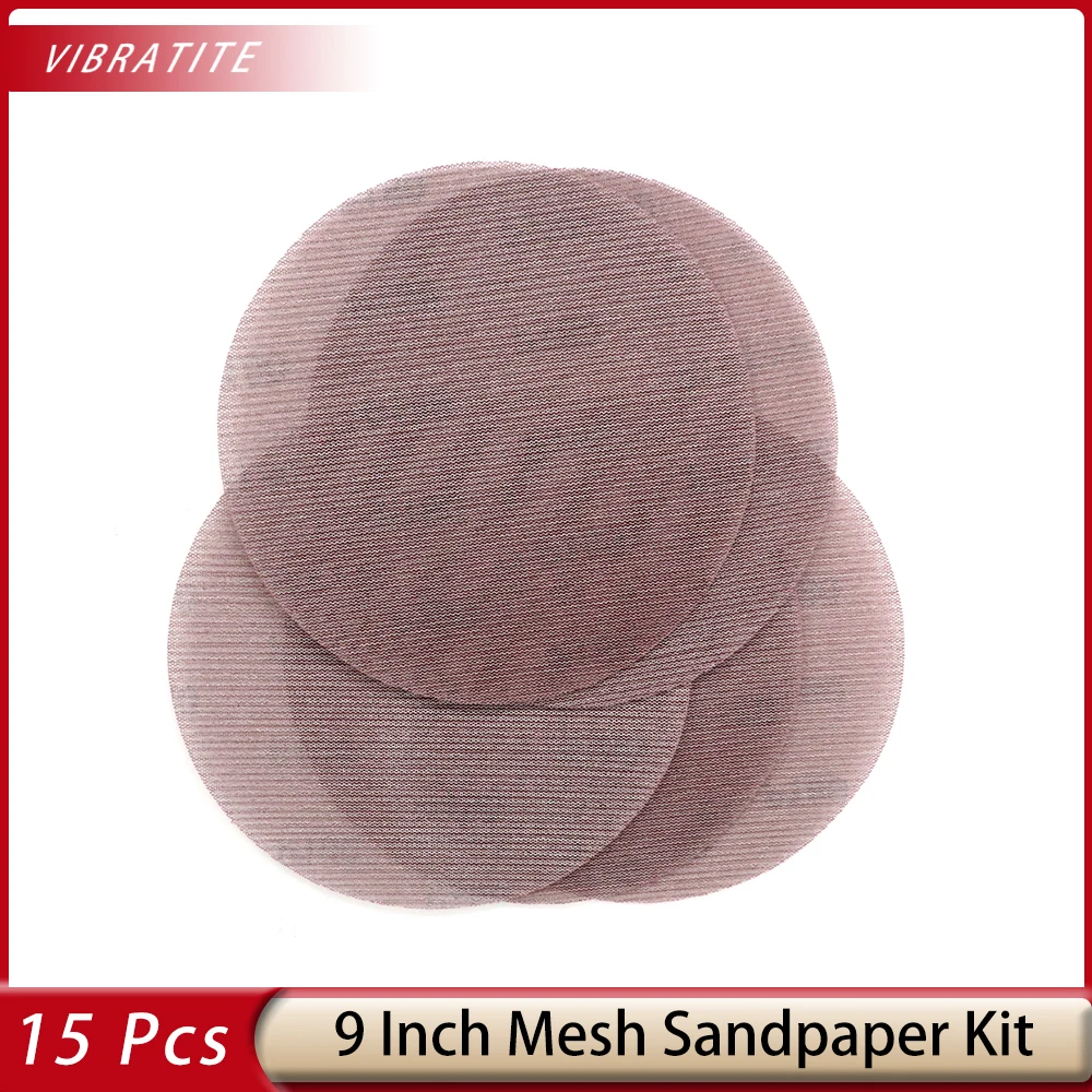 15 Pcs 9 Inch Mesh Sandpaper Hoop and Loop Mesh Abrasive Sandpaper Sheets  80-320 Assorted Grit Sanding Pads for Woodworking