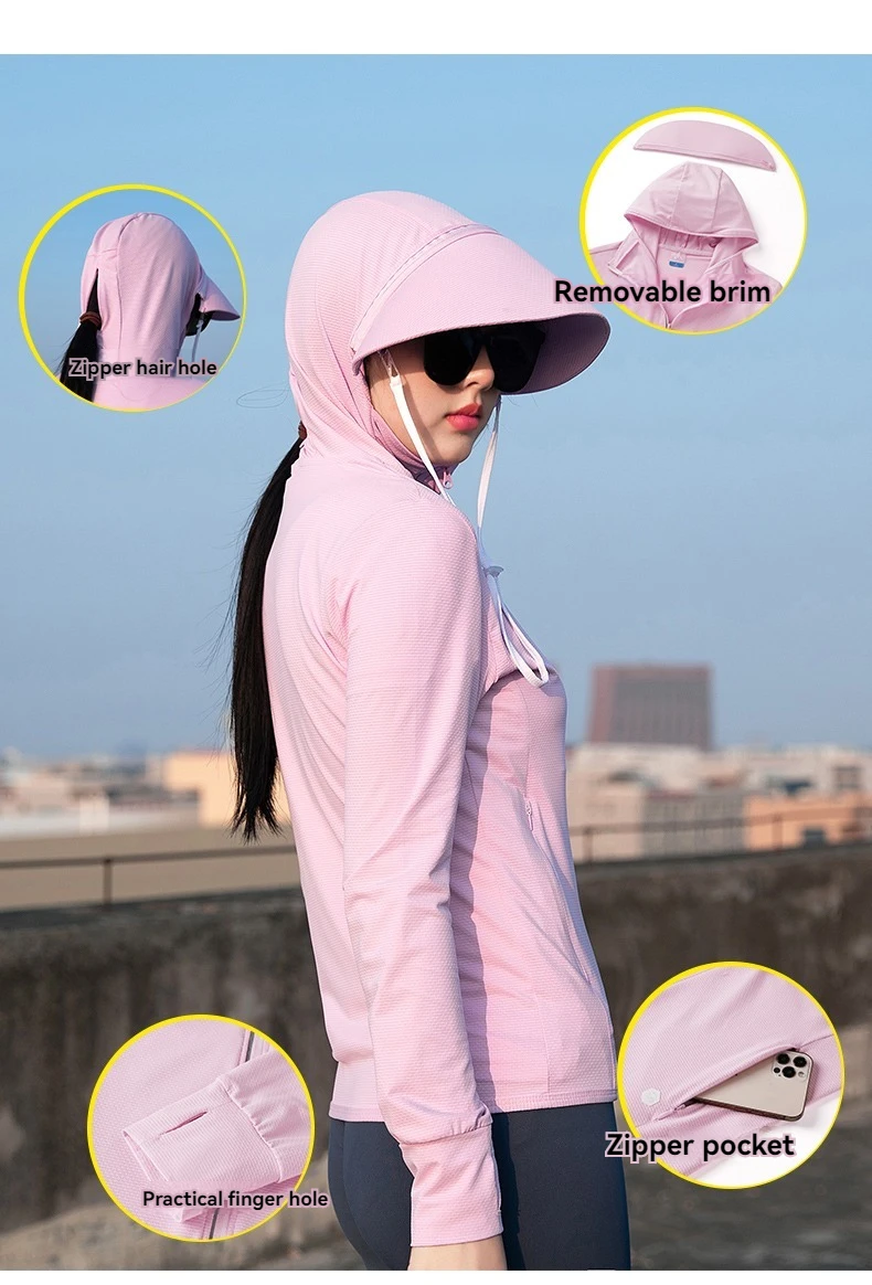  Sommer Dünne Paar Sport Freizeit Sonnenschutz Kleidung Komfortable Hohe Qualität Eis Seide Atmungsaktive Outdoor UV Schutz Mantel – Detail 9