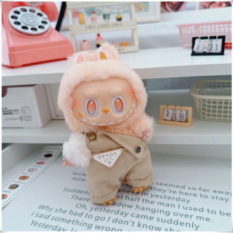 ل Labubu دمية صغيرة الملابس مجموعة قبعة 17 سنتيمتر الملابس الأحذية دمية DIY بها بنفسك اكسسوارات التدريب الجلوس ألعاب الحفلات لعبة عيد الميلاد الحاضر #4