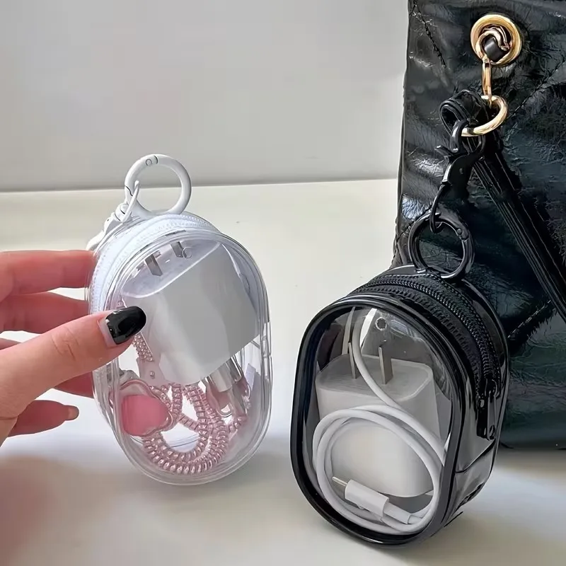 1PCS Transparent Portable Zipper Storage Pouch Mini Cable Organizer Bag for Earbuds Charger Cables Keys Small Travel