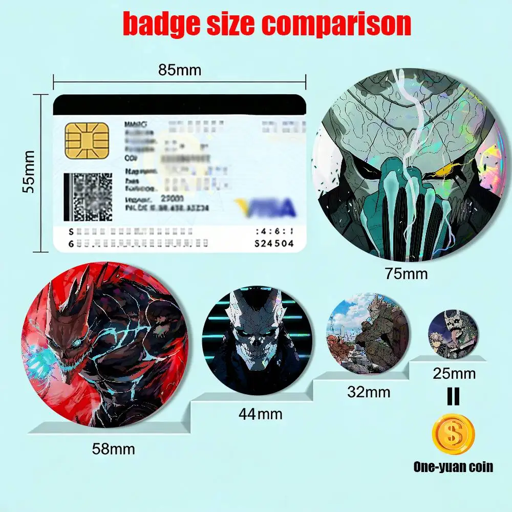 Kafka Hibino Kaiju No. 8 Round Exquisite Badge Brooches Creative Pins For Clothes Hat Backpack Gift Accessories