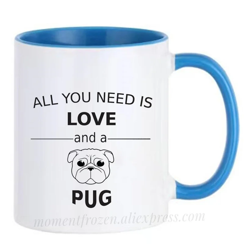 Love Pug Dog Mugs Tea Milk Cocoa Coffee Mugen Ceramic Travel Cups Drinkware Teaware Tableware Coffeeware Home Decal Friend Gifts