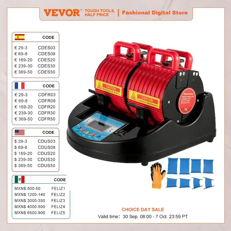 

VEVOR 600W 1200W 1300W 4 in 1 Mug Multifunctional Sublimation Heat Press Black for Transferring Pictures on Glasses and Cups