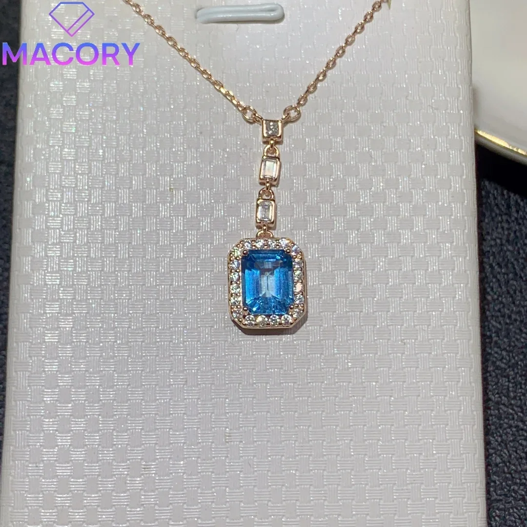 Sterling silver natural topaz necklace 925 silver jewelry certification original single female chain free delivery exquisite.