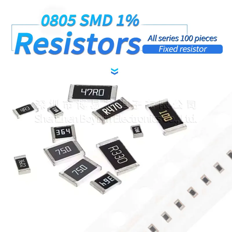 

100pcs 0805 1% high precision chip resistor 1R 2R 3R 4R 5.6R 10R 20R 30R 40R 56R 68R 82R 0.1R 100R 220R 470R 1K 10K 20K 33K 82K