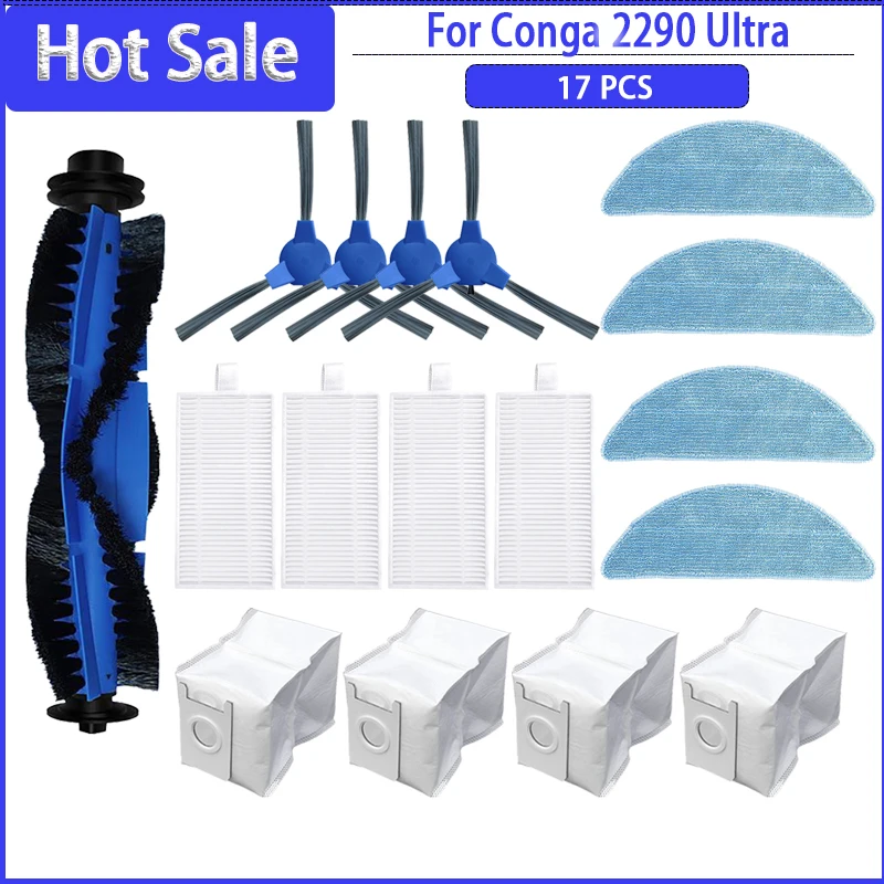 Conga 2290 Ultra Robot Aspirador Peças De Reposição, Escova lateral principal, Filtro Hepa, Mop Saco De Poeira, Saco de pó