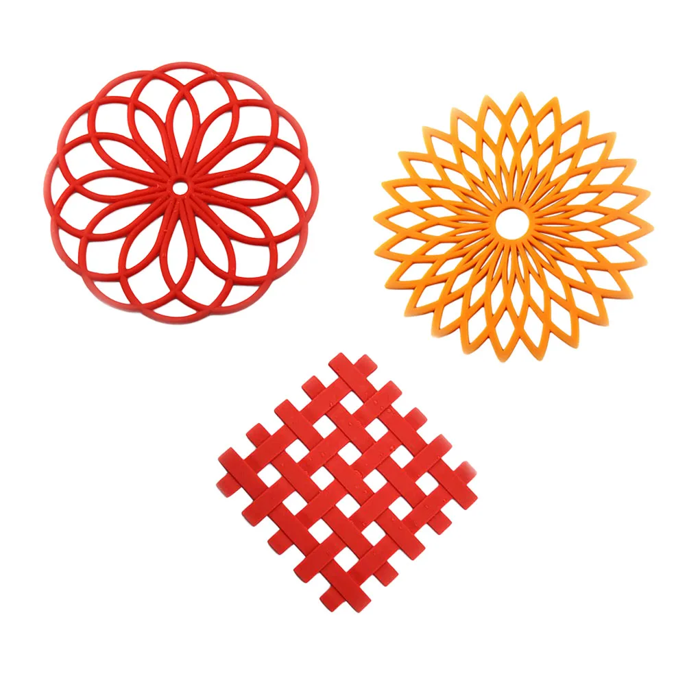 

1 Pc Silicone Coaster Round and Flower Hot Pads Non-slip Heat Insulation Mat For Home Use(Random Color)