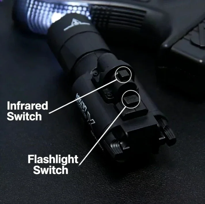 8V-New style x400 and X300 LED Scout Light For Pistol Fit 20mm Rail Airsoft Hanging Hunting Flashlight With laser light image 3