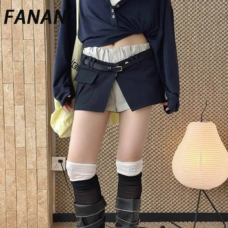 

FANAN New Summer Korean-style Workwear Two-piece Set With A Slimming Shorts And Short Skirt For Women Elegant Female Clothing