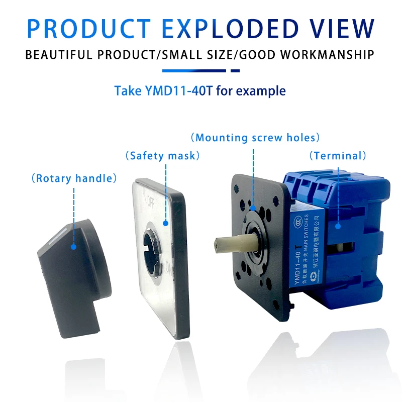 YMD11-T Sereis OFF-ON Panel 3/4P 690V 25/32/40/63/80/100A Isolator Switch Padlock Disconnect With Power Control Replace LW30