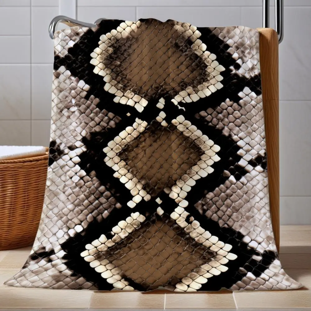 1pc Snake Skin Printed Throw Blanket, Reptile Scale Pattern Fleece Blanket for Sofa, Living Room and Office, Elegant Home Decor