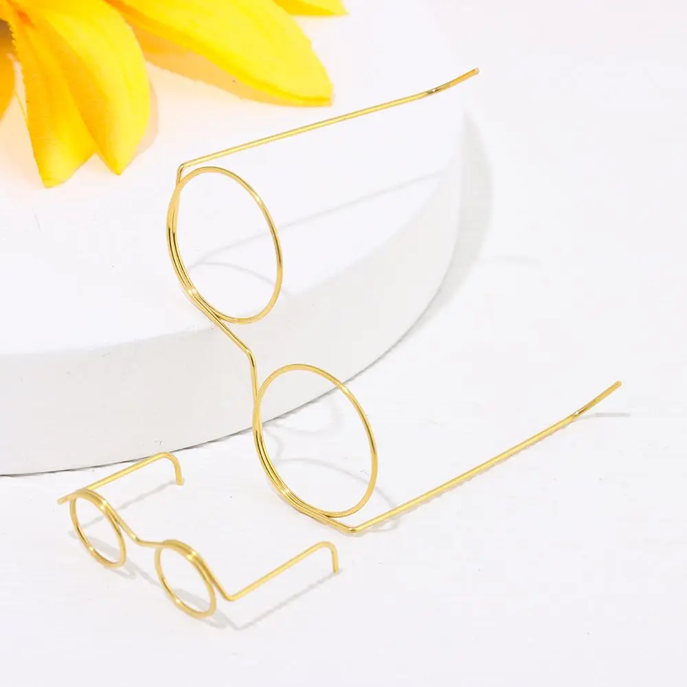 Acessórios Óculos de ouro com armação redonda sem lentes retrô de liga