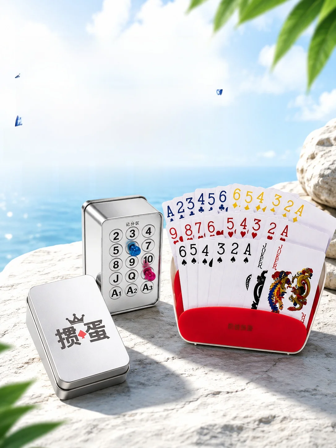 高級pvc紙製ポーカーカード-四色仕様-関典専用-防水耐久性のある鉄製ボックス-ドゥディズーチェ用スコアトラッキング機能付き
