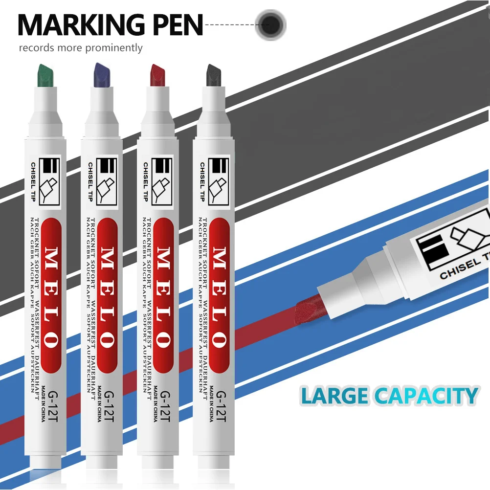 12 Pack Chisel Point Permanent Marker Pens Waterproof Fast Dry for School Office Supplies