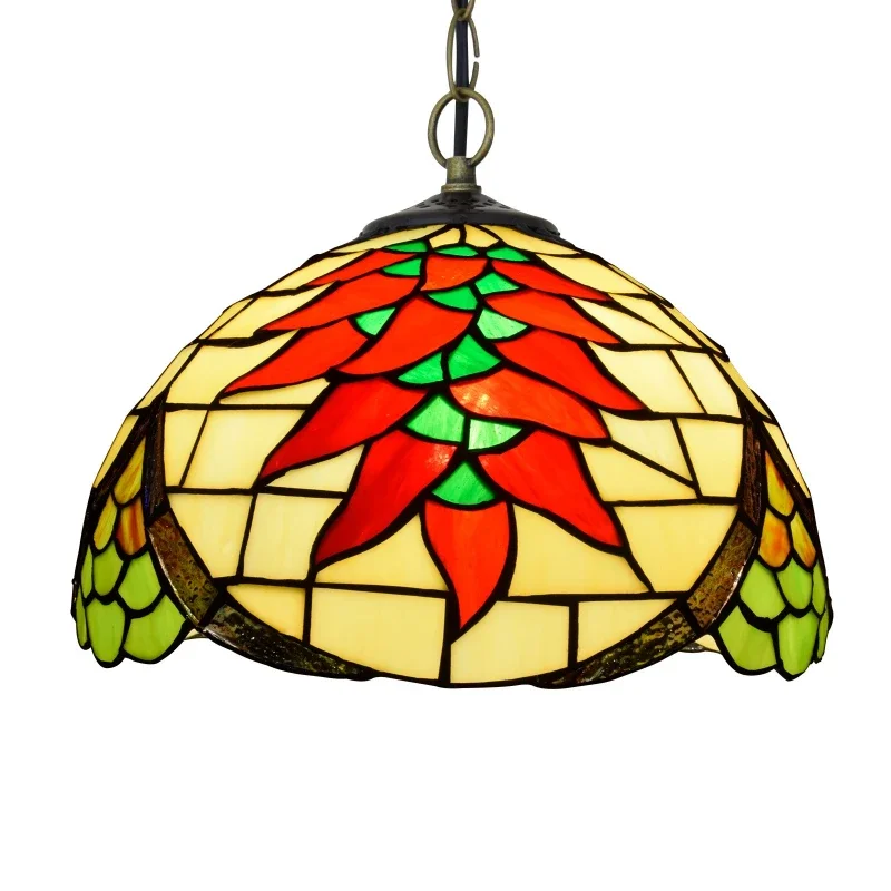 

European Vintage Chili Tiffany Stained Glass Chandelier Dining Cafe Bar Bar Living Room Bedroom Light