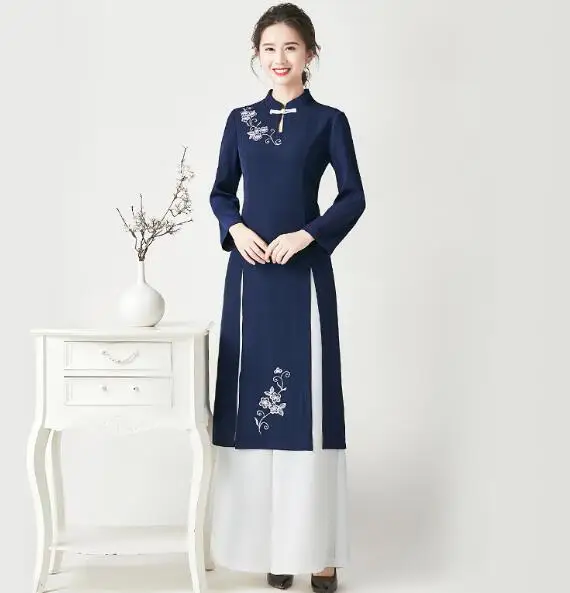 Vietnam Ao Dai Cheongsam Work Suit Spring New Beautician Uniform Usher Women Suit SPA