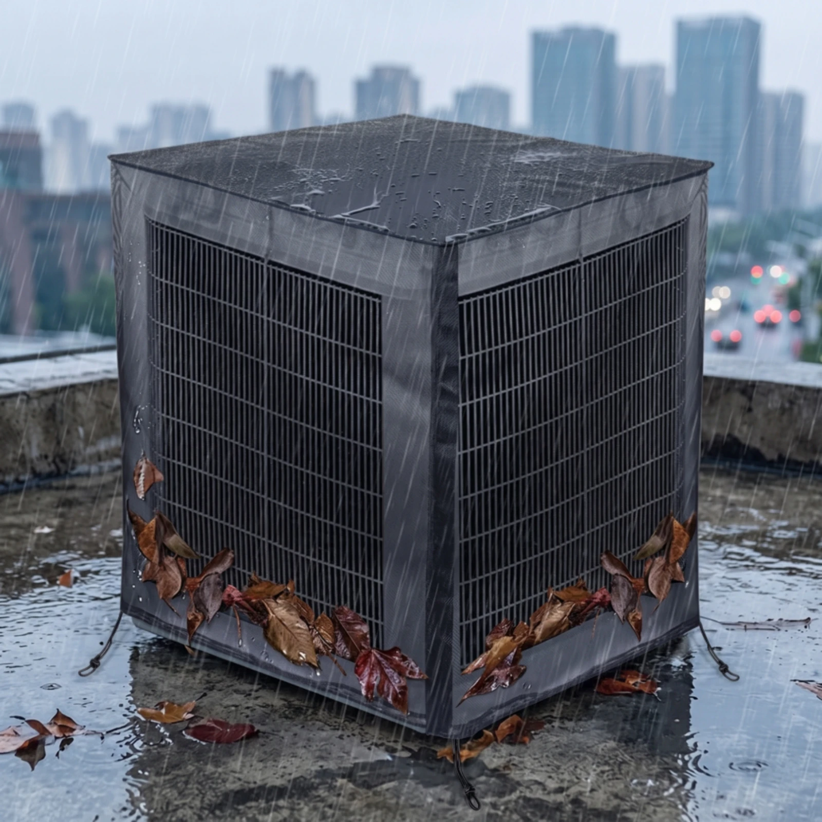 Outdoor Air Conditioning Cover Mesh Air Conditioner Cover Heavy Duty Windproof for Homeowners, Yard, Patio