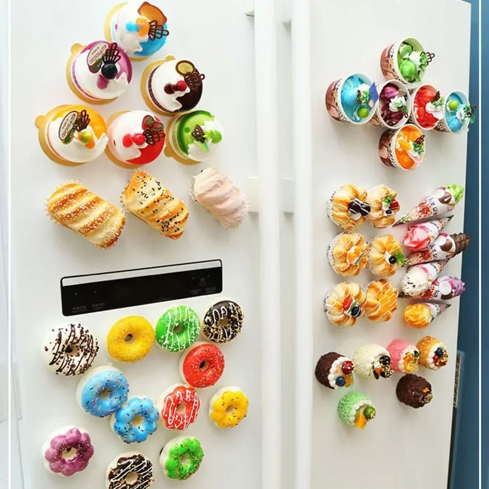 

6Pcs/Set Cute Sweet Donut Doughnut Cakes Fridge Message Magnet Souvenirs Simulation Food Locker Magnet Fridge Decoration Gift