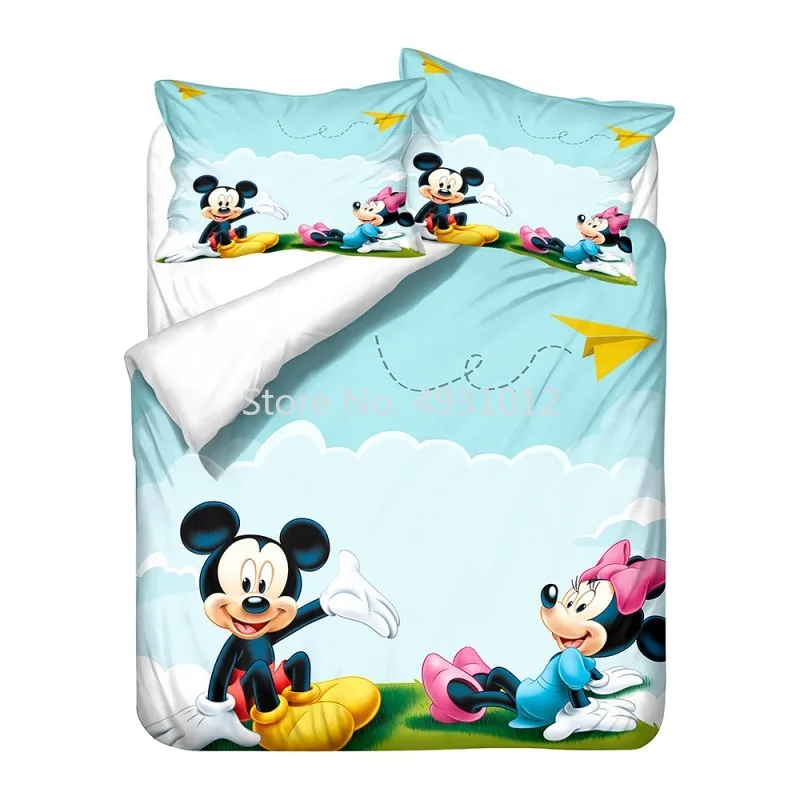 

Cartoon Disney Mickey Minnie Mouse Bedding Set American Style Decoration Boys Girls Room Single Twin Queen King Size All Season