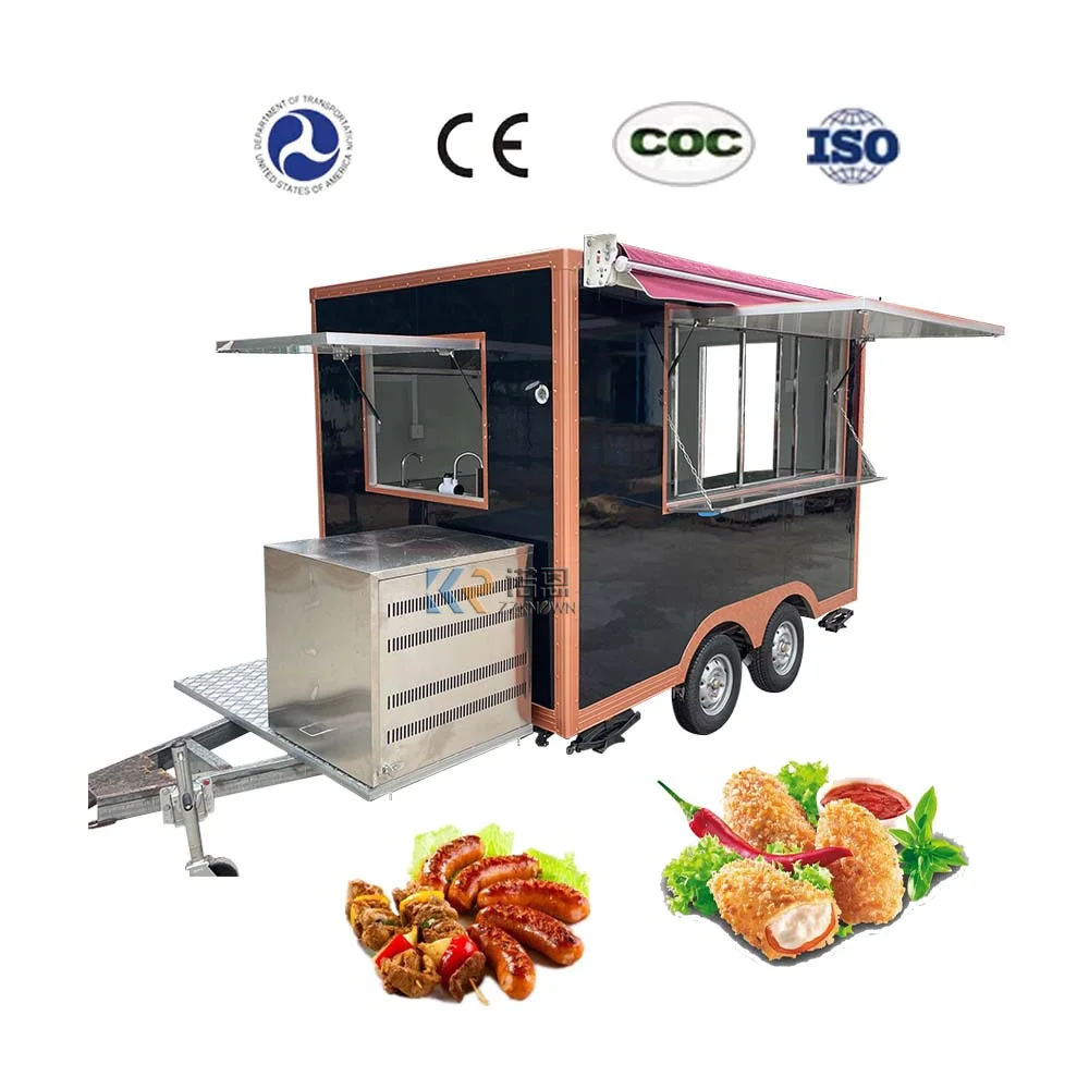 Factory Price CE DOT Hot Dog Snack Food Truck Kiosk Mobile Street Kitchen Cart Concession Catering Food Trailer