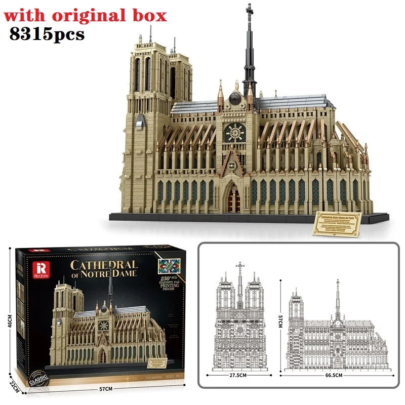Zabawka konstrukcyjna dla dzieci z serii Original BOX, model katedry Notre Dame, prezent na Boże Narodzenie lub urodziny