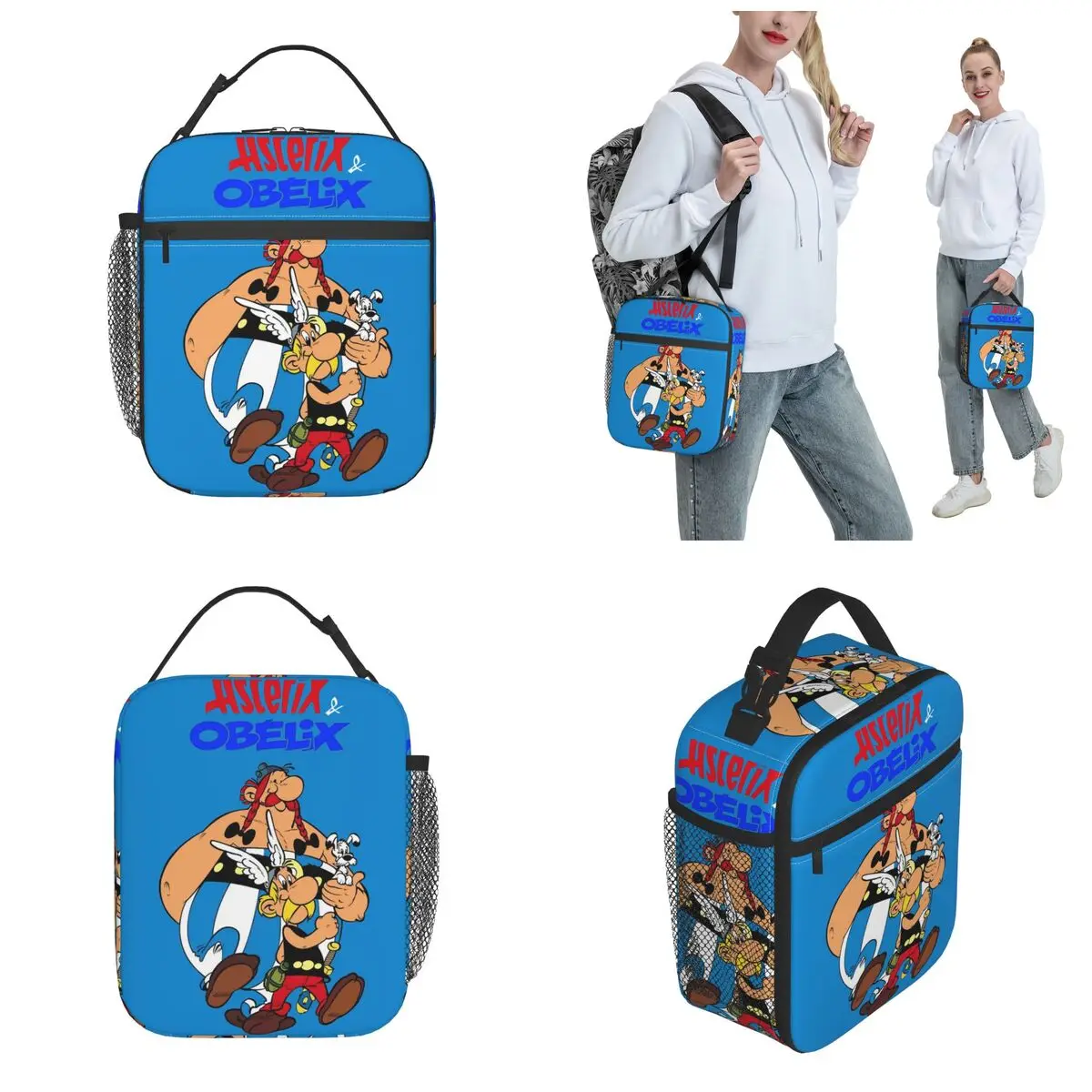 Asterix-and-Obelix Humor Cartoon Insulated Lunch Bag Funny Food Bag Portable Thermal Cooler Lunch Boxes For Travel