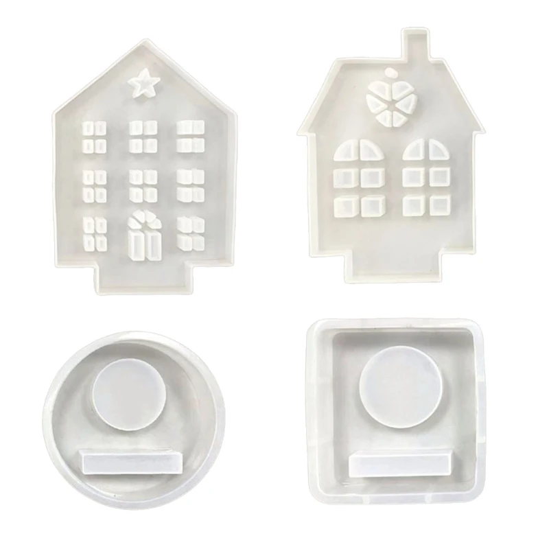 Silicone Mold Hollow out House Holder Mold Candlestick Decorations Mould