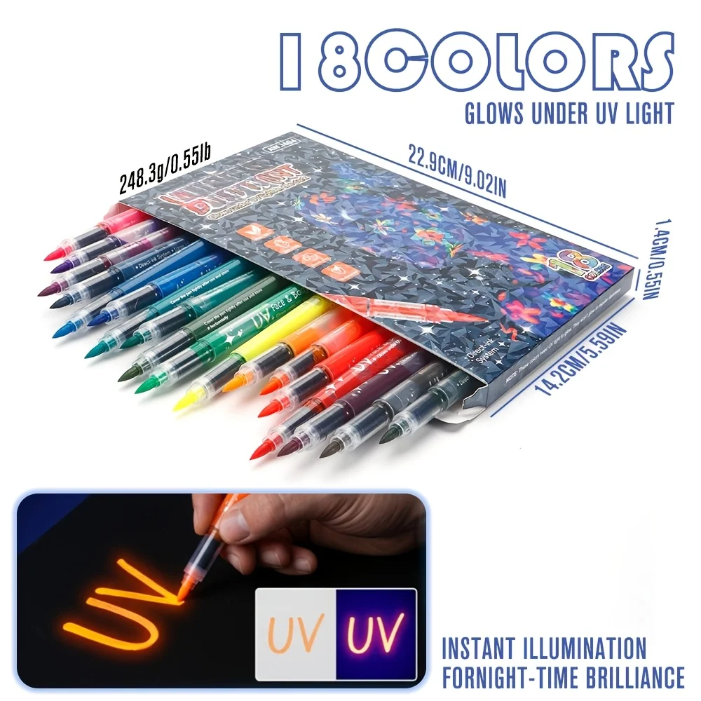 

8/12/18 Color Fluorescent Pen Night Light Pen Graffiti Drawing PenArt Professional Color Fluorescent Marking Pen UV Light Pen