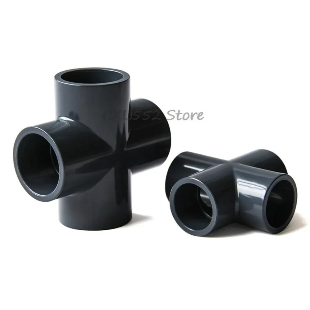 1Pc PVC Grey Inside Diameter 20/25/32/40/50mm(DN15/20/25/32/40) Equal Diameter Cross Joint Water Pipe Fittings