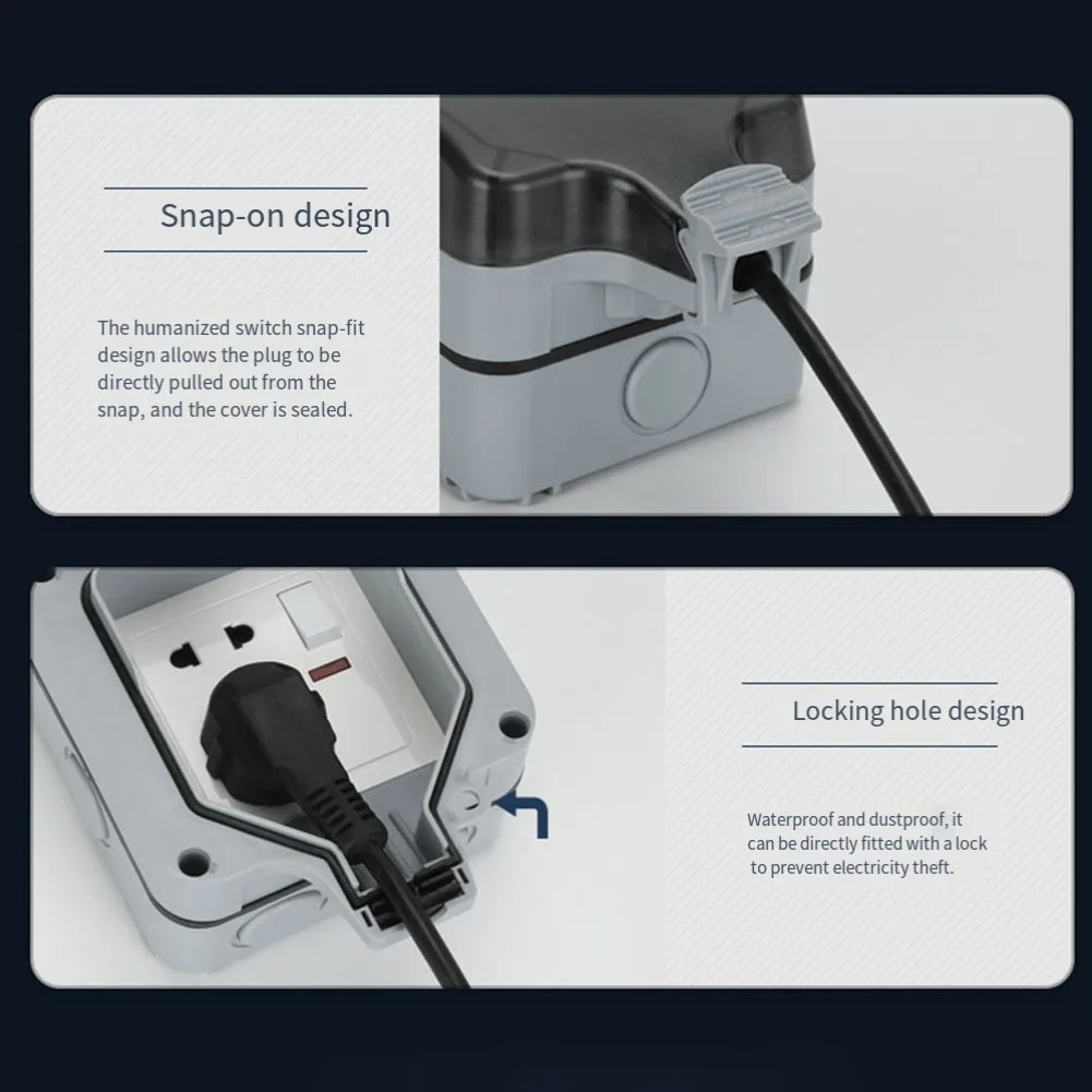 Outdoor Applications Pitch 55 Mm Horizontally, 70 Mm Vertically IP66 Waterproof Socket Outdoor Socket Box Industrial Application