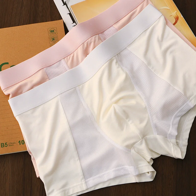 Men\'s Underwear Ice Silk Boxer Shorts Man Panties Boxers Thin Breathable Mesh Male Underpants Sexy Cuecas Calzoncillos M-3XL