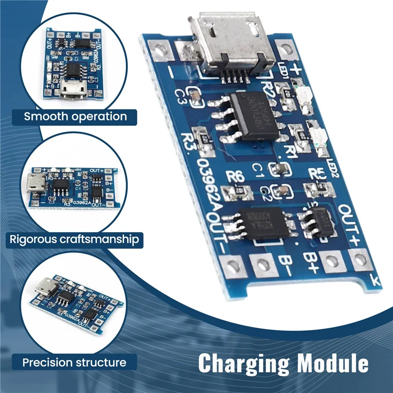 ABMF-6PCS For TP4056 Charging Module With Battery Protection 18650 BMS 5V Micro-USB 1A Charge Board For 18650