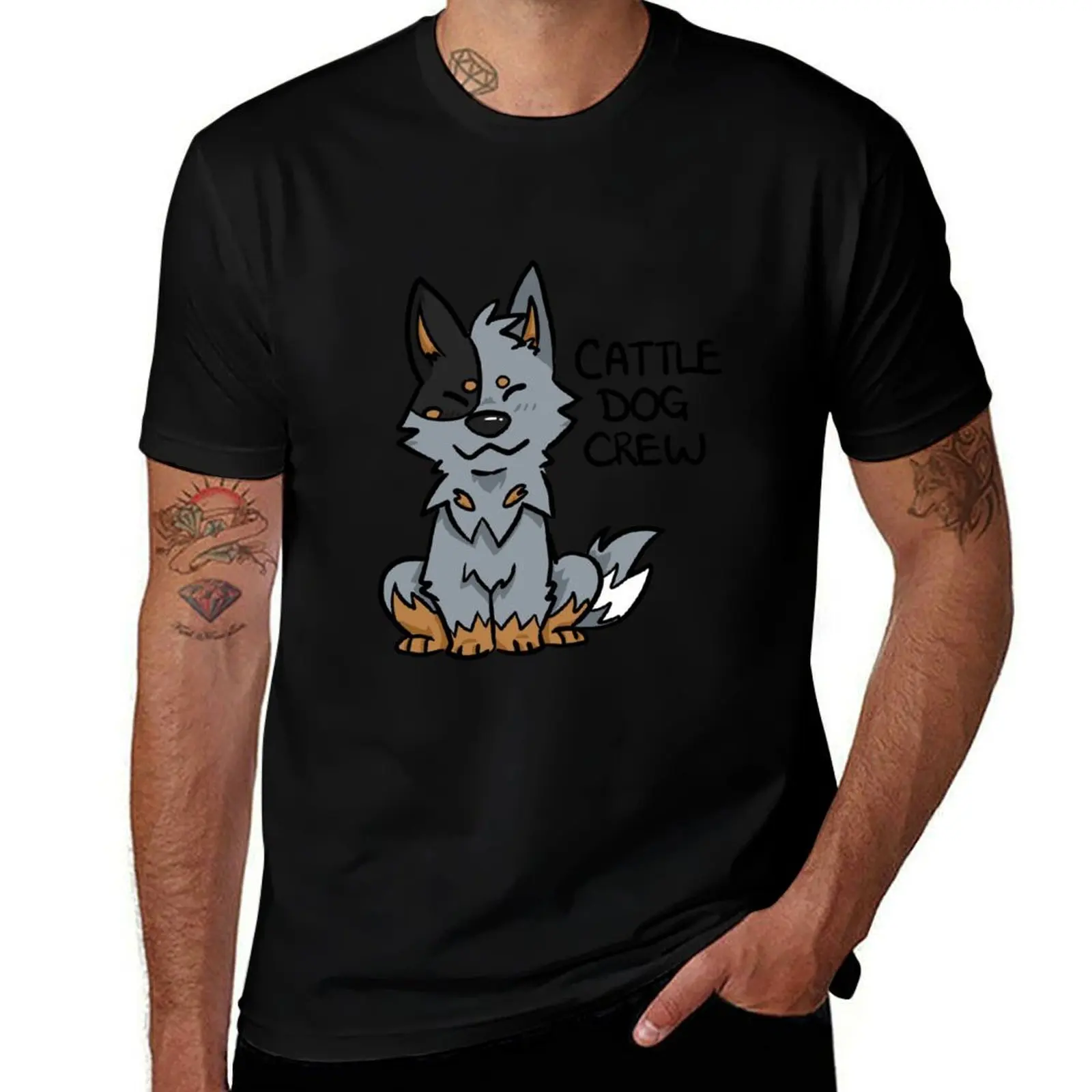 Blue Cattle Dog Crew T-Shirt Breathable Gym Short Sleeve T-Shirt