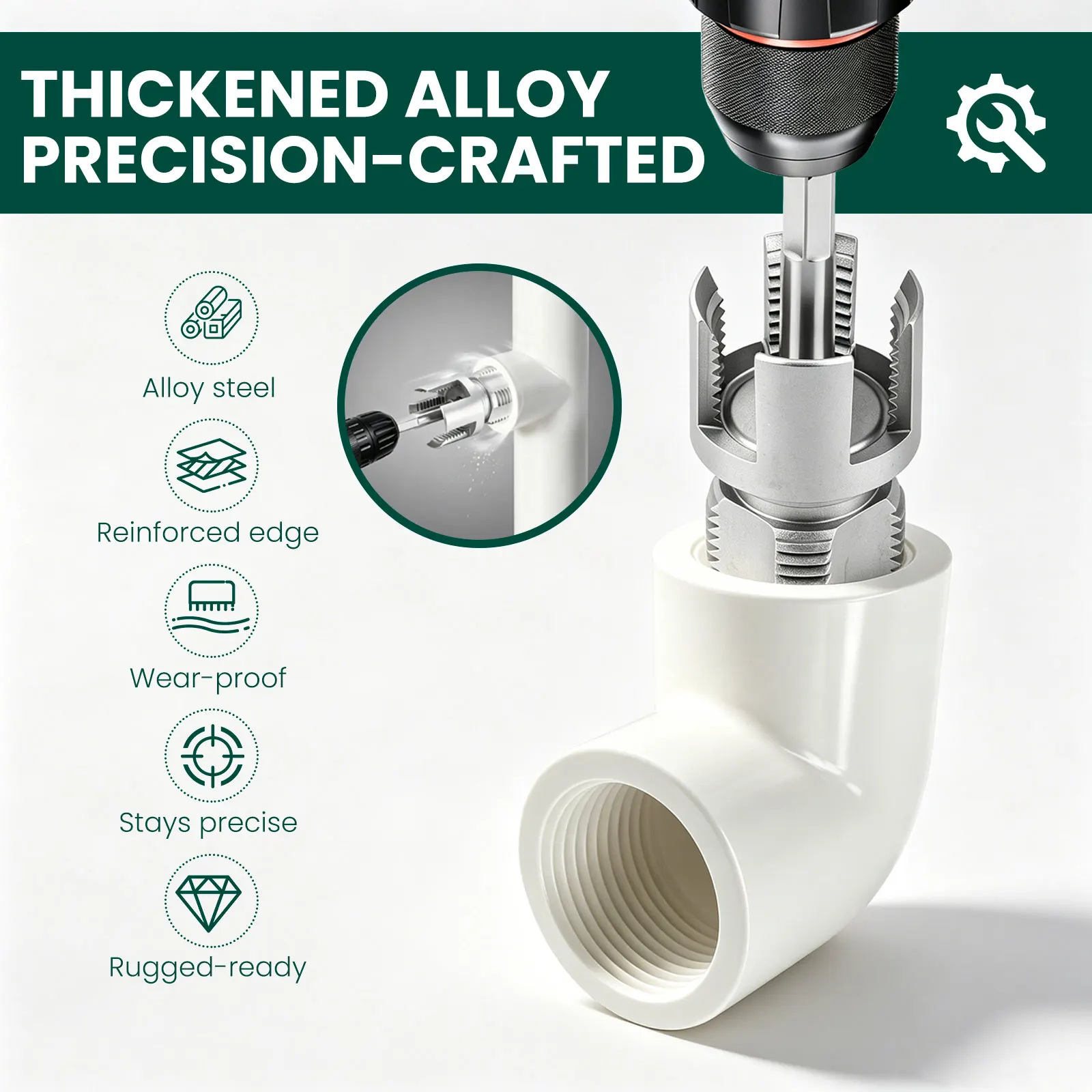 Pipe Threading Kit Burr Free Step Drill Bit Alloy Steel Hex Shank Tube Thread Cutter Set for 1/2 3/4 1 Inch PPR PE Plumbing view 5