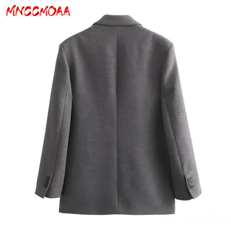 MNCCMOAA-Blazer de lã solto feminino, casaco manga comprida, bolsos simples, outerwear feminino, nova moda, outono, inverno, 2022