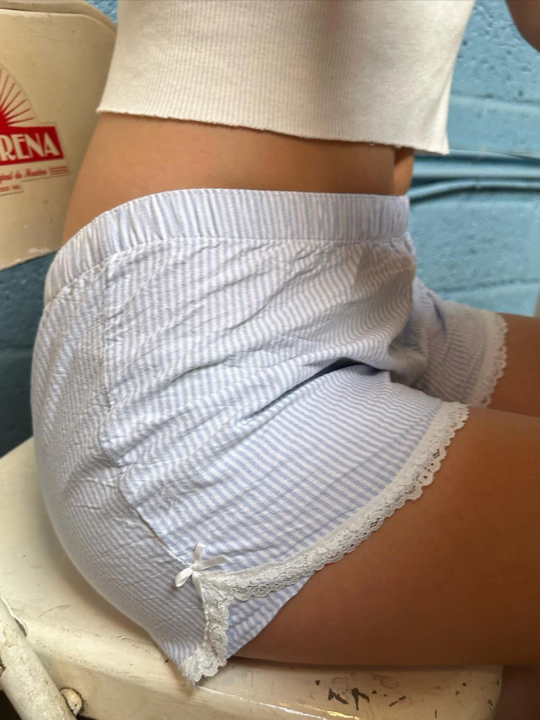 

Кружевные полосатые шорты с отделкой для женщин, летняя одежда, 2024 хлопок, милые шорты для девушек, Молодежные шорты 2000s 90s Y2K