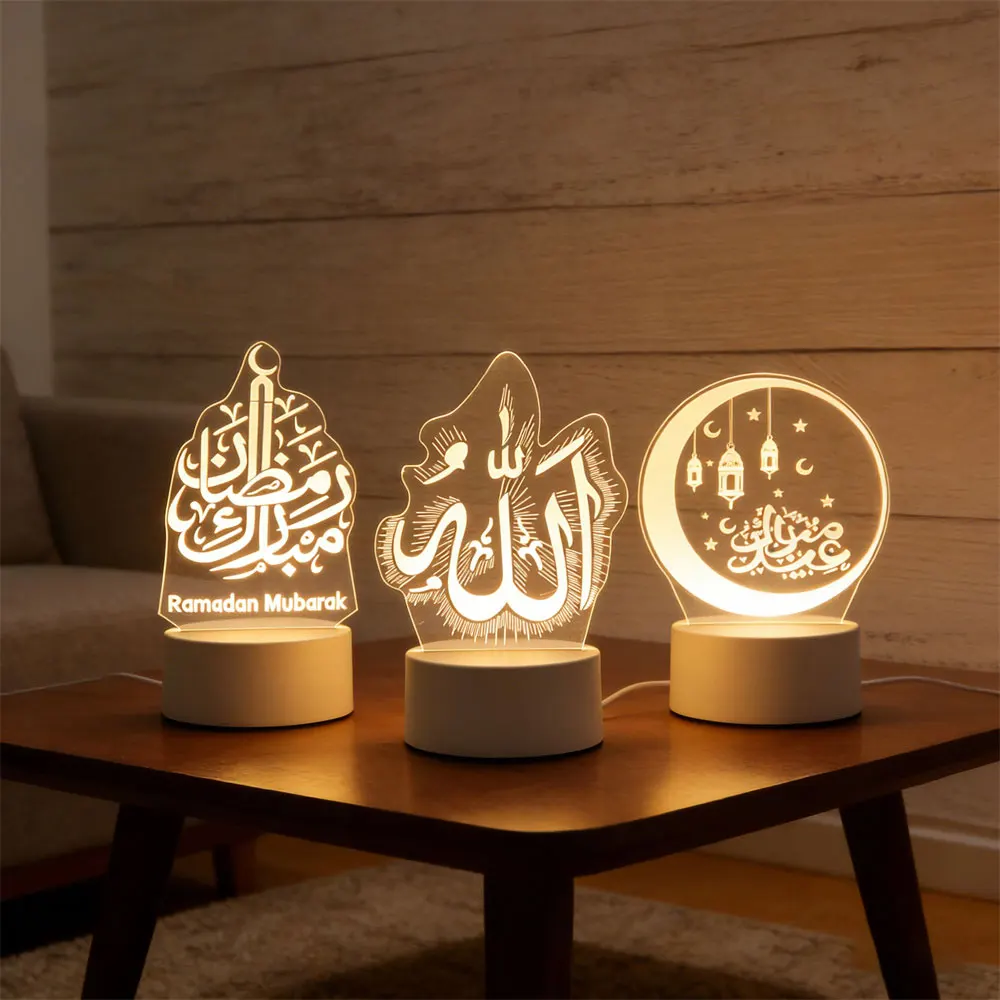 

Ночник-украшение для спальни «Лунный замок» 3D, акриловый, светодиодный, с USB-питанием, для мусульманского праздника Рамадан, украшение для дома, Ид Мубарак
