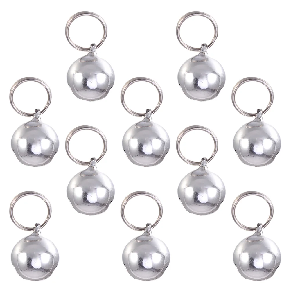 10 Pcs Clip-on Pet Bells Pendant for Collar Small Puppy Dog DIY Craft Accessories Silver