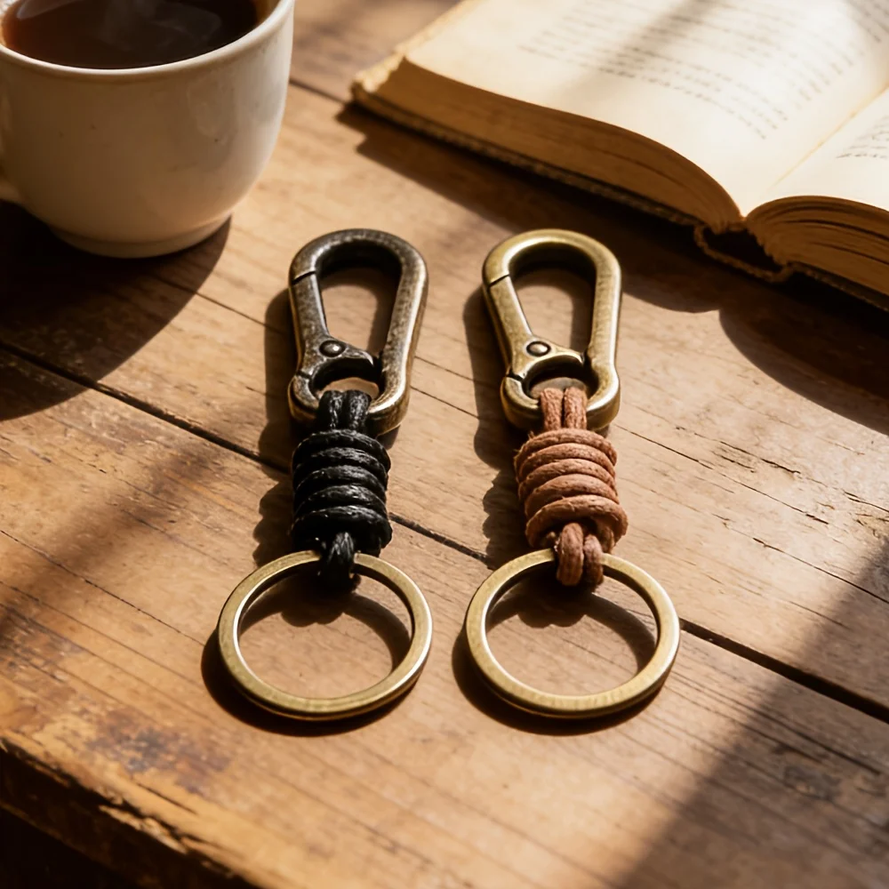 [Vintage Rope Keychain] 2pcs Vintage Rope Keychain for Men - Backpack Charm, Car Keychain Accessory, Gift for Friends