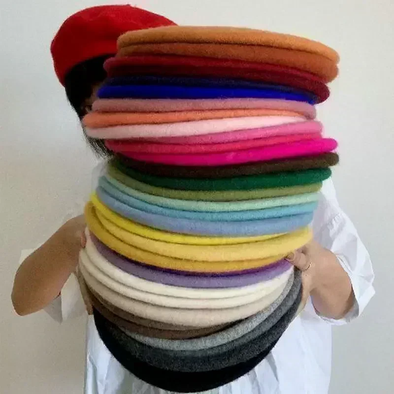 21 Colors Autumn Winter Wool Berets Hats for Women French Artist Beret Street Painter Hat Girl Beret for Female Warm Cap Beanies