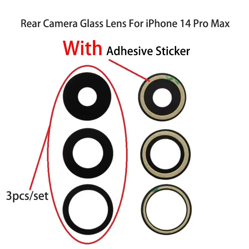 

50set For iPhone 14/14 Plus/14 Pro/14 Pro Max Back Rear Camera Glass Lens with Sticker Adhesive Replacement Parts
