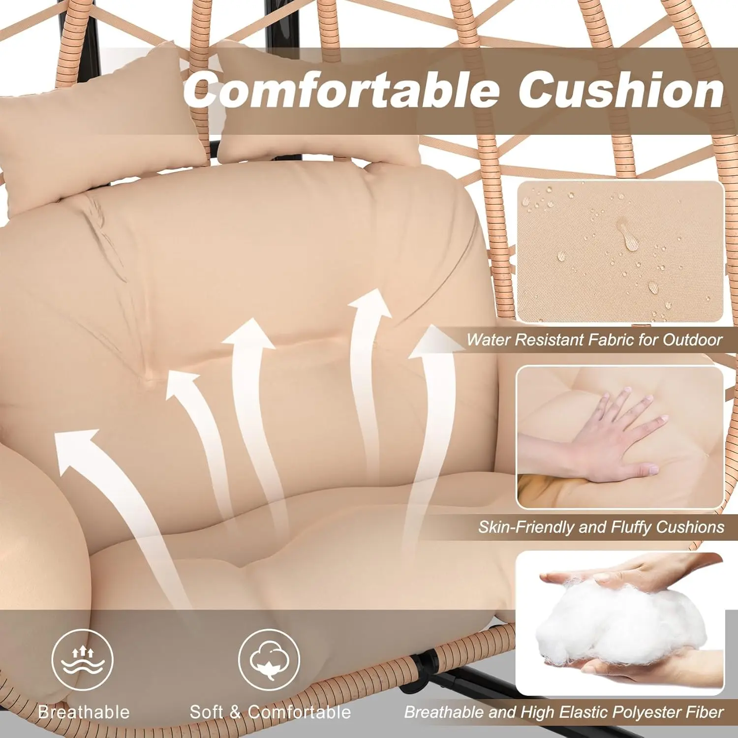 Hochwertiger PE-Rattan-Ei-Stuhl, modernes Design, Indoor-Freizeit- und Outdoor-Unterhaltung, Hängesessel für Hotels