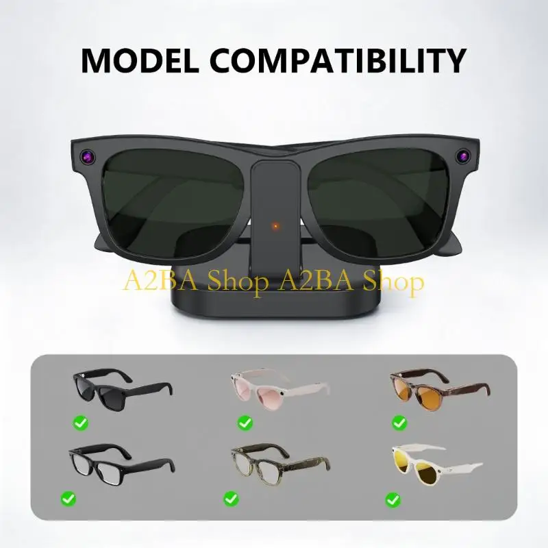 A2BA Daily Desk Glasses Charging Base with Light, Black Finish